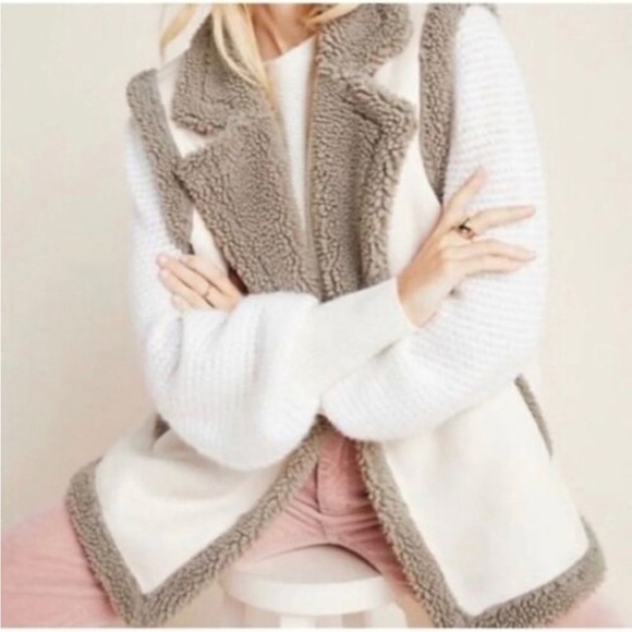 Anthropologie Jackets & Blazers - 👔😀Anthropologie - Akemi + Kin Ivory Faux Suede Shearling Vest - One Size